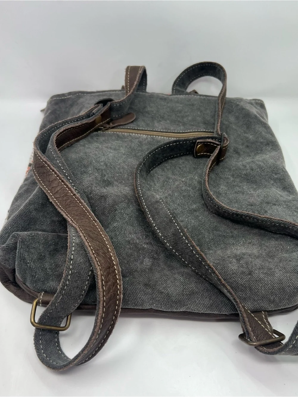 Myra Bag Southwestern Canvas Leather Backpack Boho Aztec Tribal Flap Book Bag